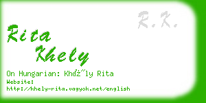 rita khely business card